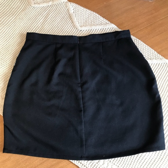 Navy Blue Embroidered Mini Skirt - Picture 2 of 4